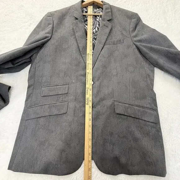 Robert Graham Gray Blazer Jacket 46 Classic Muted Geometric Abstract Sports Coat